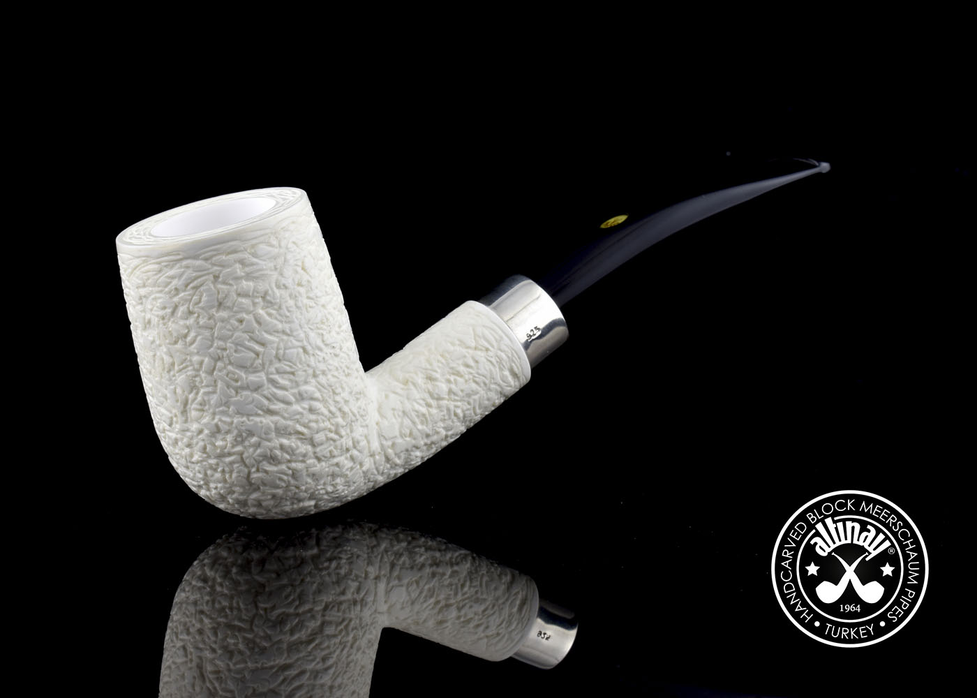 altinay-spigot-army-bent-billiard-meerschaumpfeife-silber image 1