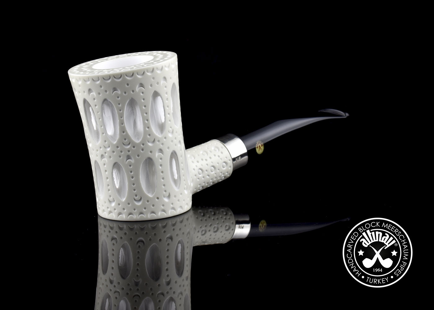 altinay-classic-latticed-poker-meerschaumpfeife-silberband image 1