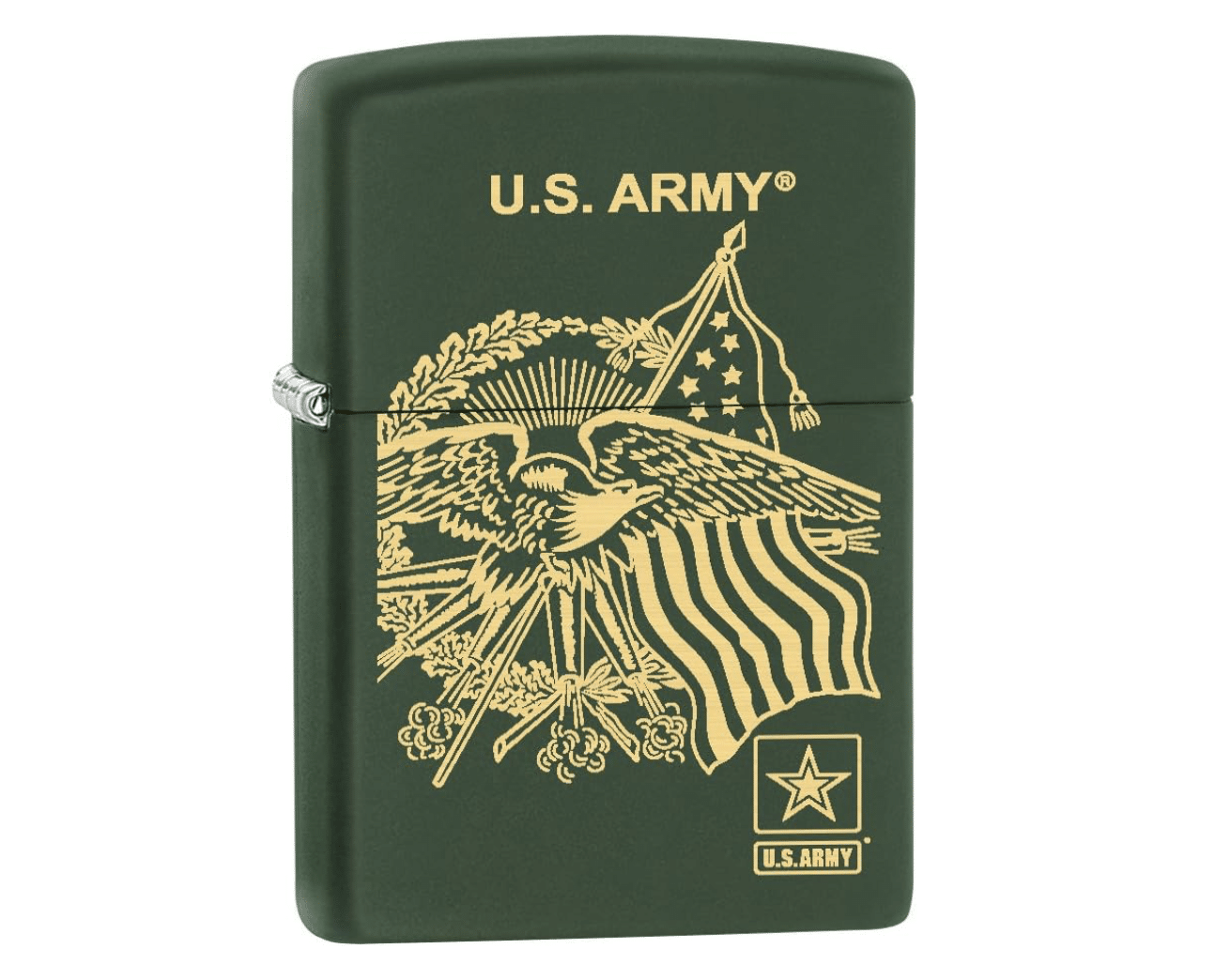 zippo-u-s-army-benzinfeuerzeug-matt-gr-n-mit-adler-gravur image 1