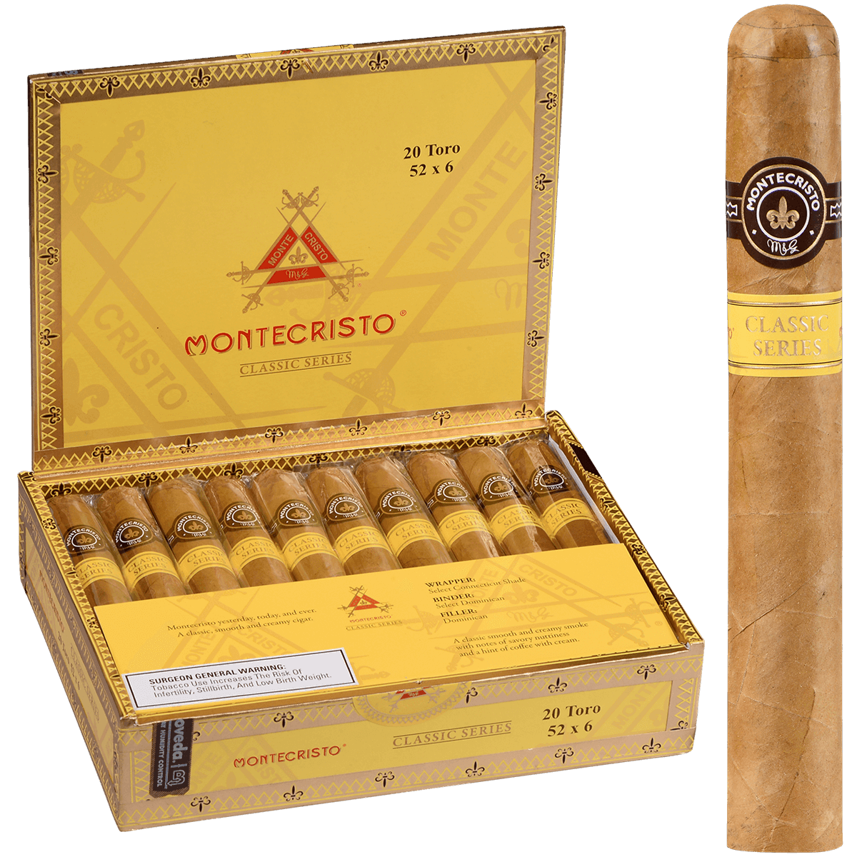 montecristo-classic-toro-zigarre-connecticut-mild-6-zoll image 1