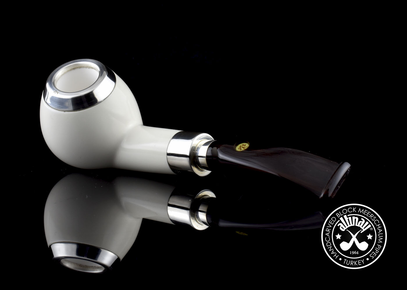 altinay-spigot-apple-meerschaumpfeife-silber-mit-cap image 4