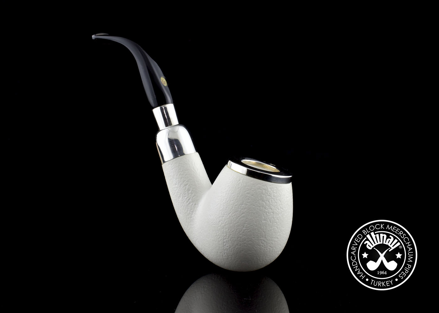 altinay-spigot-bent-brandy-meerschaumpfeife-silber-gebogen image 1