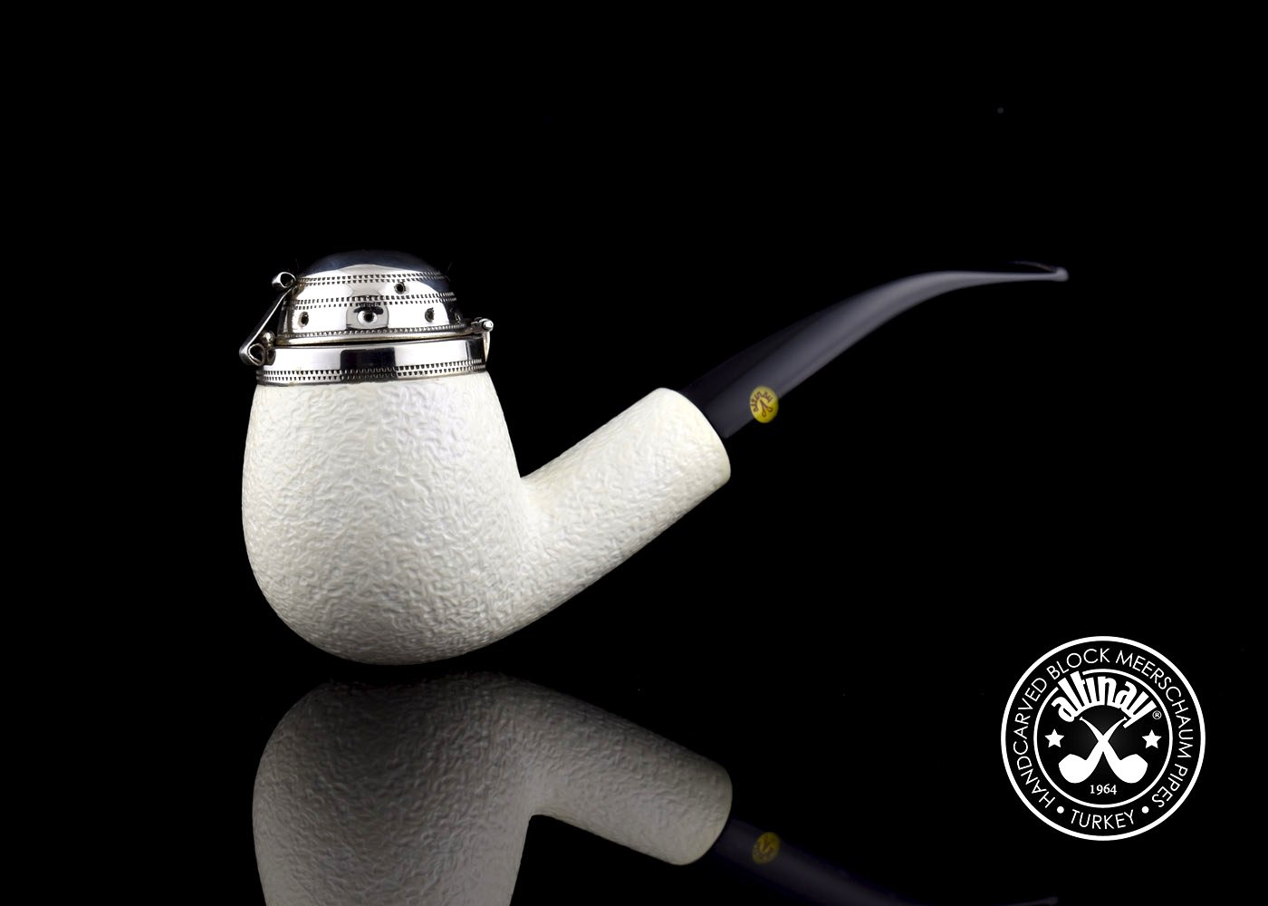 altinay-classic-bent-30623-meerschaumpfeife-silberdeckel image 1