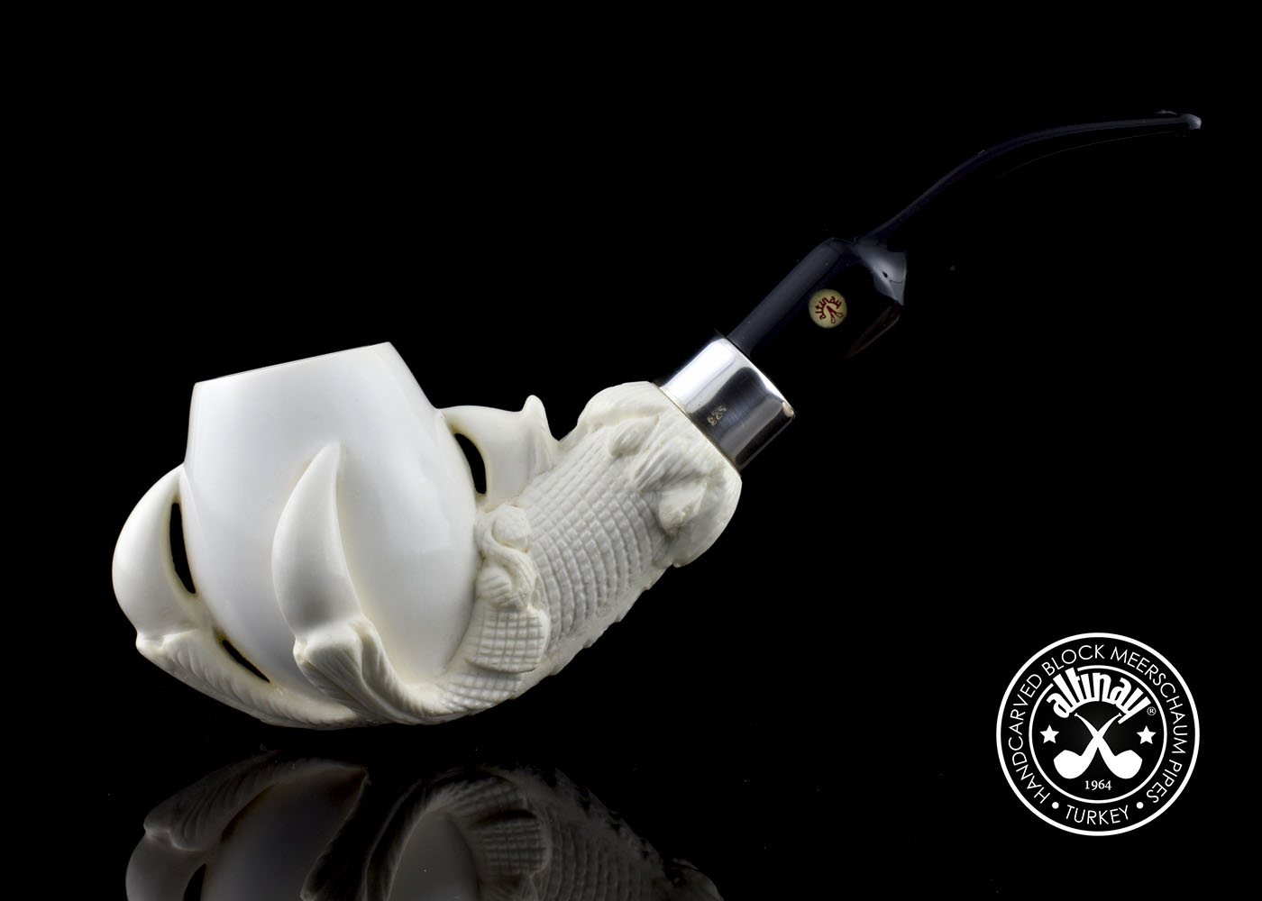 altinay-eagle-s-claw-kralle-meerschaumpfeife-silberband image 3