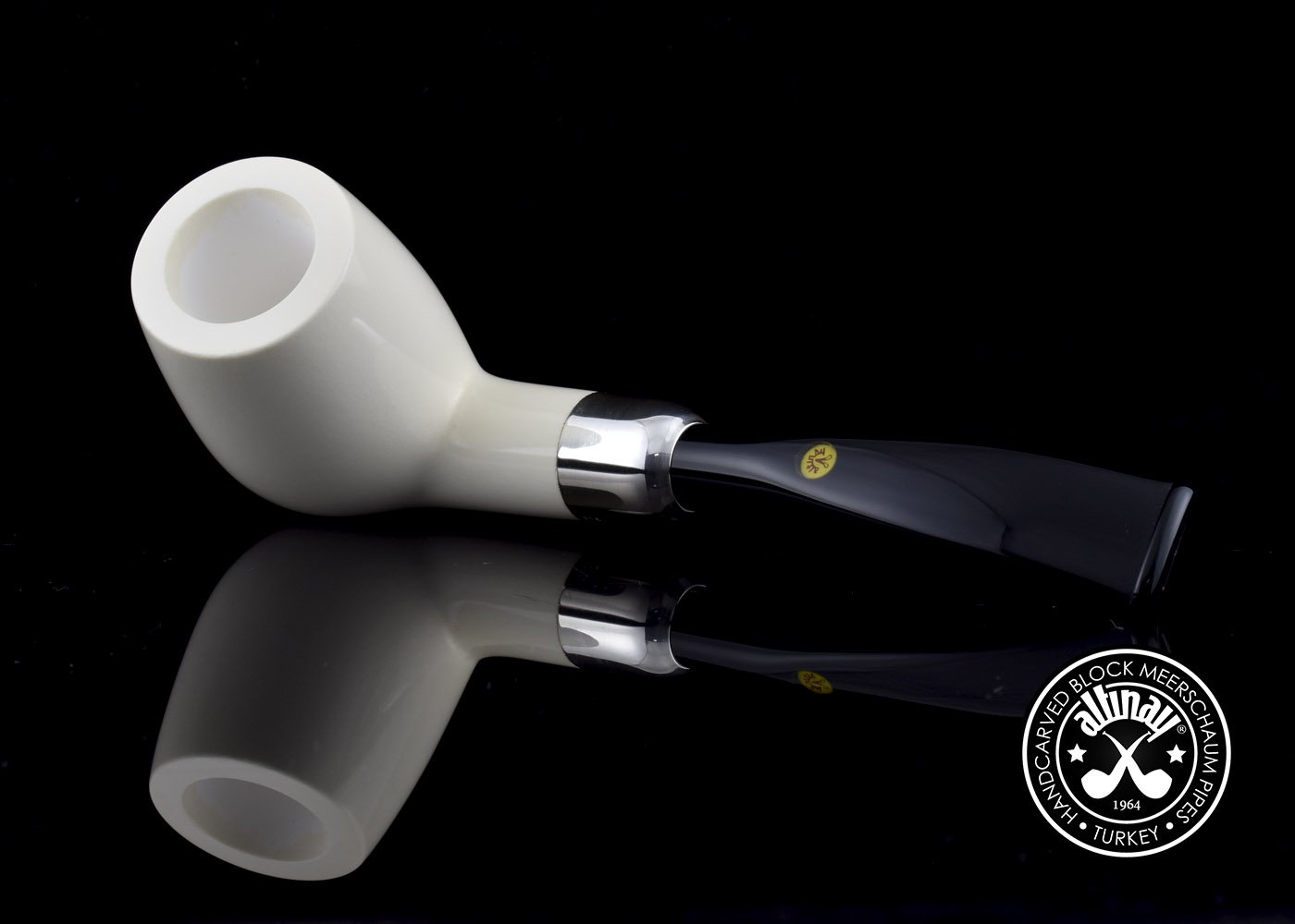 altinay-spigot-army-bent-billiard-pfeife-meerschaum-silber image 4