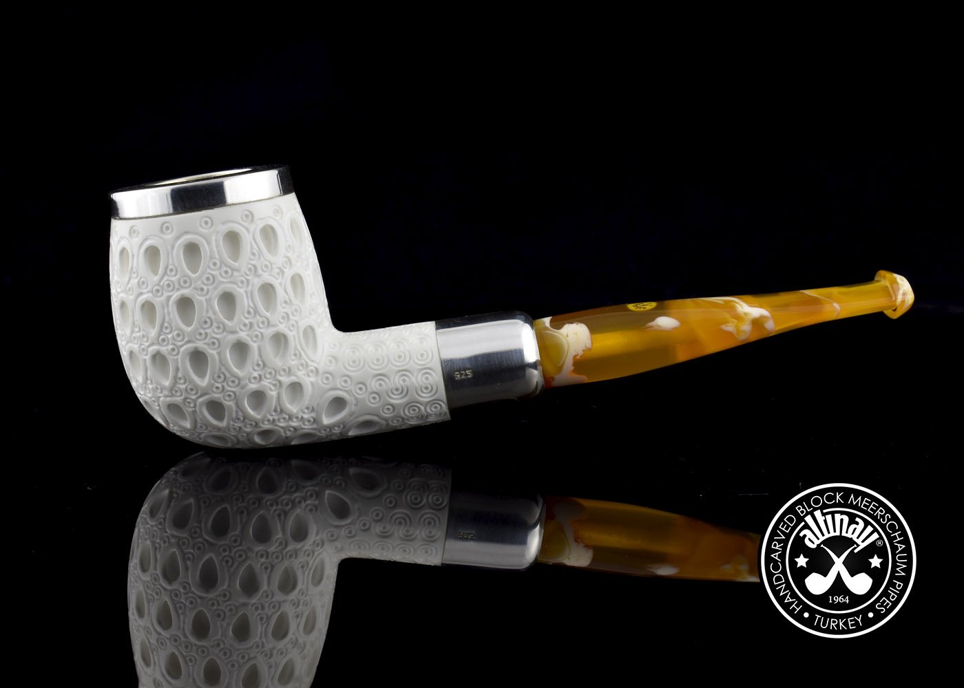 altinay-spigot-army-billiard-meerschaumpfeife-silber-doppel-mundst-ck image 3