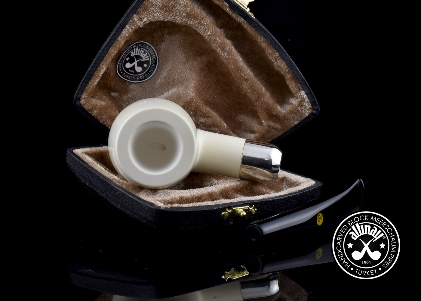 altinay-spigot-army-bent-billiard-pfeife-meerschaum-silber image 3