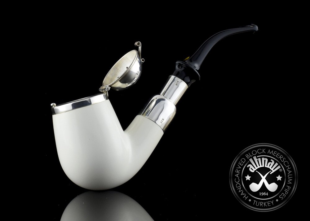 altinay-spigot-bent-billiard-meerschaumpfeife-22841-silber image 3