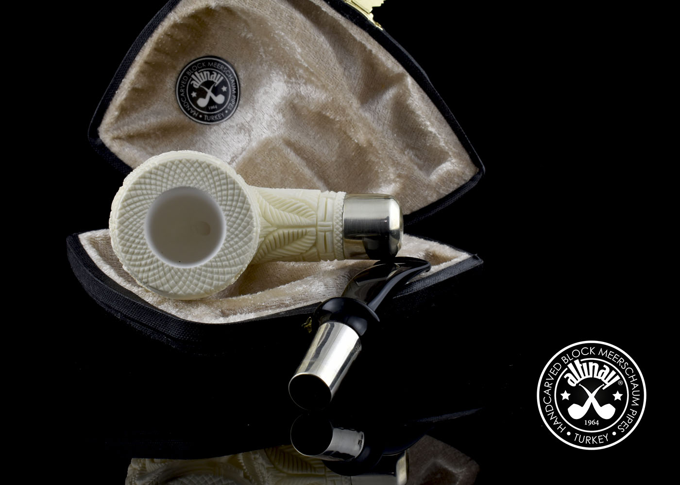 altinay-bent-billiard-silver-spigot-meerschaumpfeife image 5