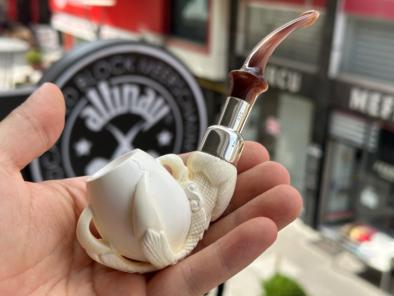 altinay-translucent-claw-silber-spigot-meerschaumpfeife image 1
