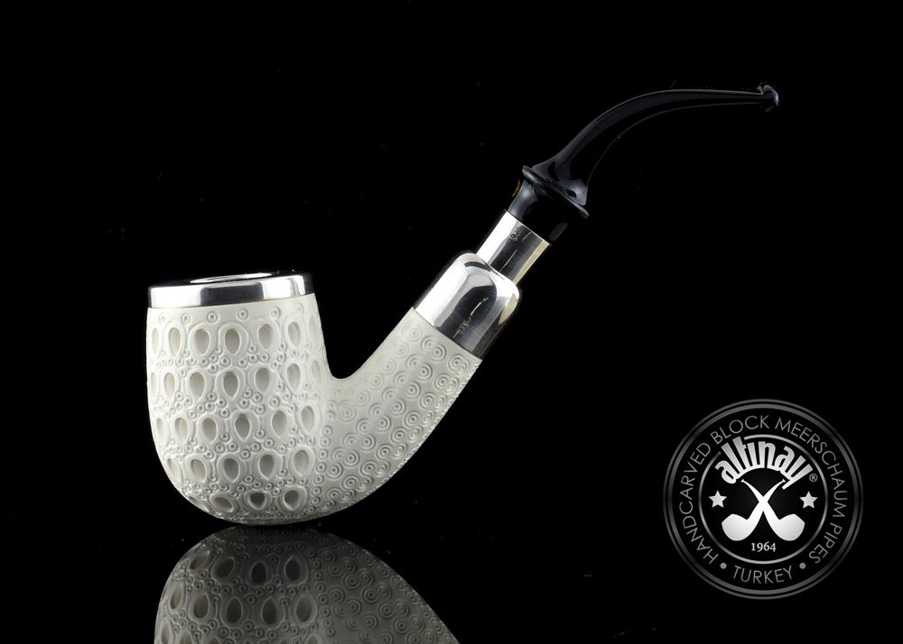 altinay-spigot-bent-meerschaumpfeife-silber-acryl image 2