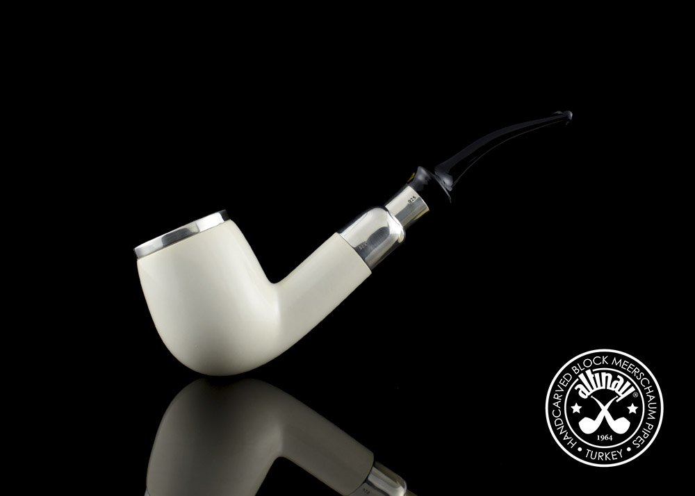 altinay-spigot-bent-billiard-meerschaumpfeife-silber-gebogen image 2