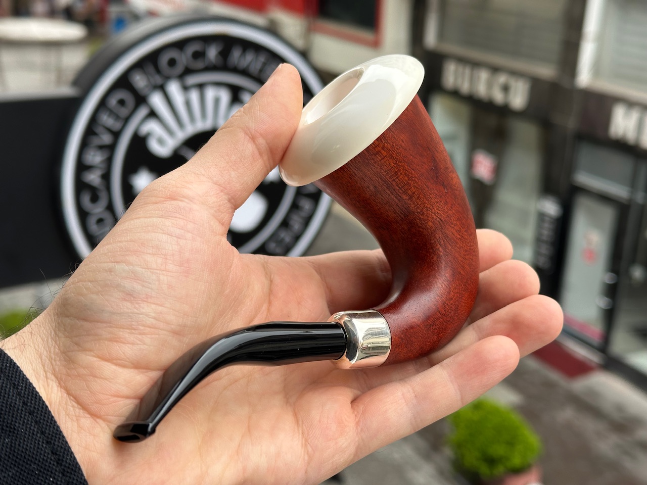 altinay-calabash-mahogany-pfeife-silber-army-meerschaum image 3