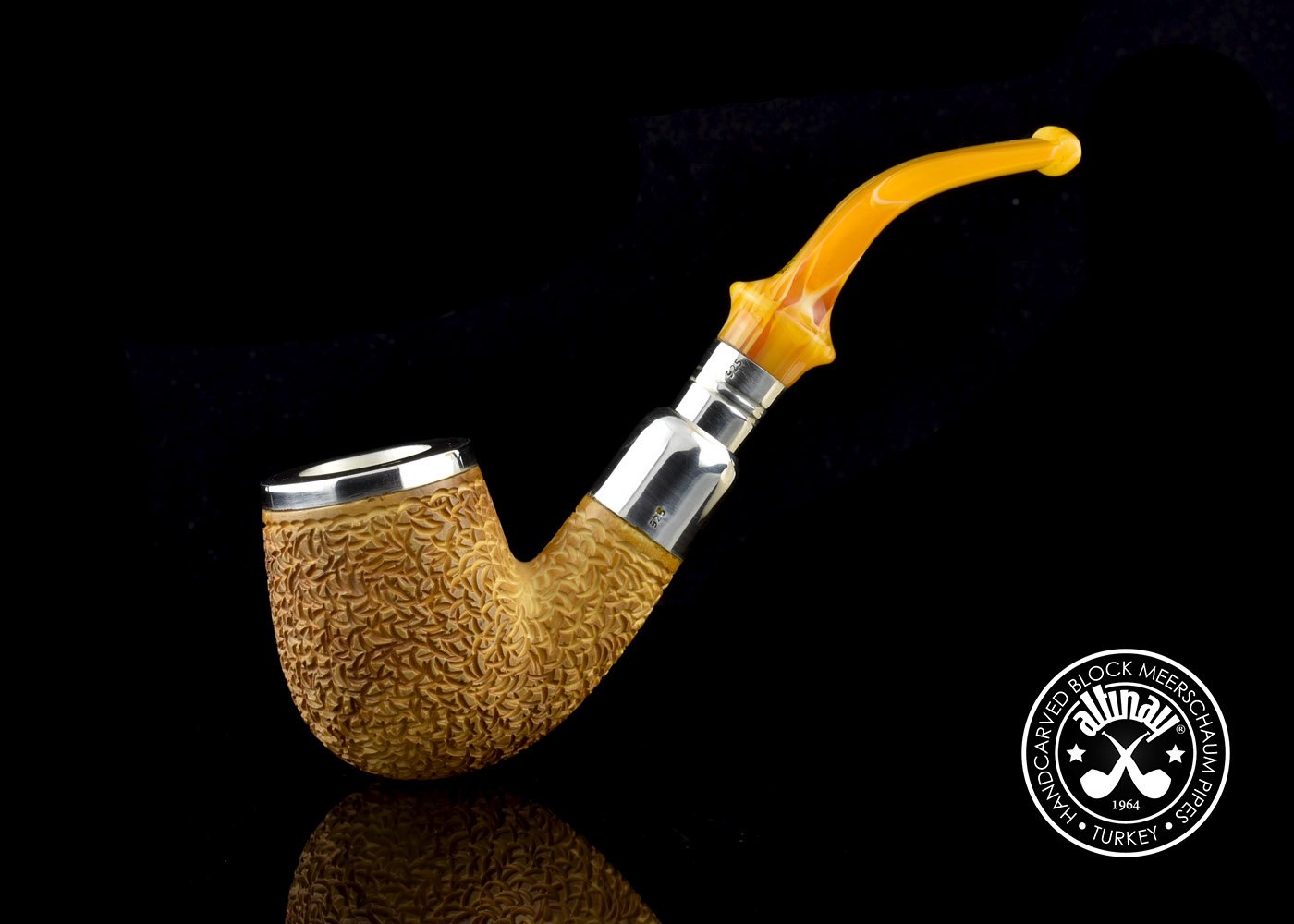 altinay-spigot-bent-billiard-meerschaumpfeife-silber-top image 2