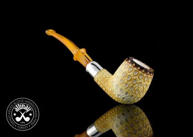 altinay-calcined-23259-bent-billiard-meerschaumpfeife-silver-army image 1