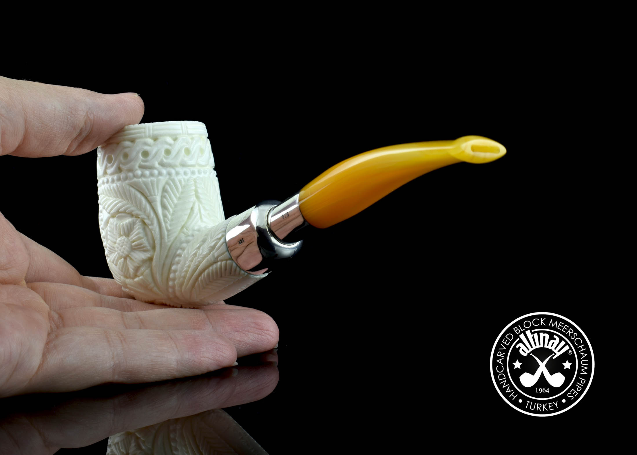 altinay-spigot-billiard-52242-meerschaumpfeife-drachenmotiv-silber image 5
