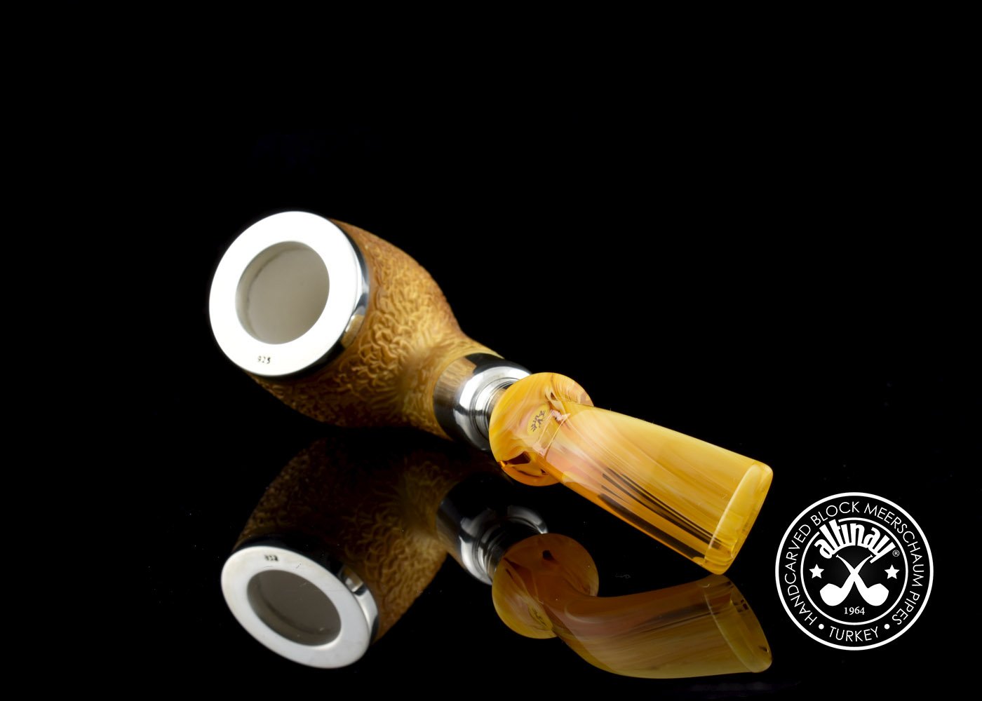 altinay-spigot-bent-billiard-meerschaumpfeife-silber-top image 4