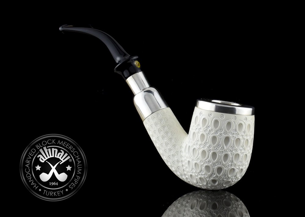 altinay-spigot-bent-meerschaumpfeife-silber-acryl image 1