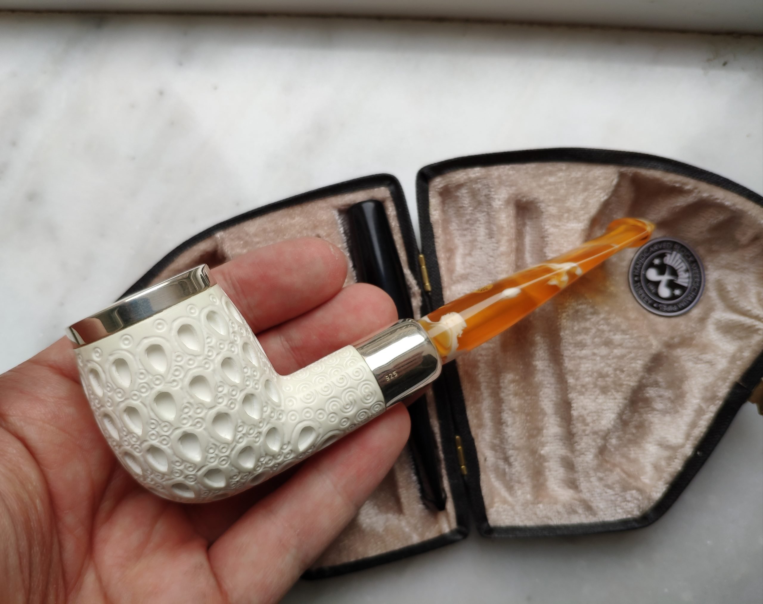 altinay-spigot-army-billiard-meerschaumpfeife-silber-doppel-mundst-ck image 8
