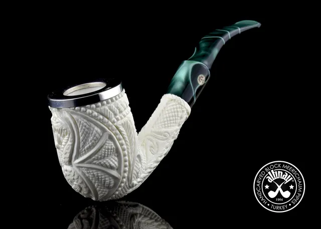 altinay-classic-bent-billiard-meerschaumpfeife-drache-silber image 1