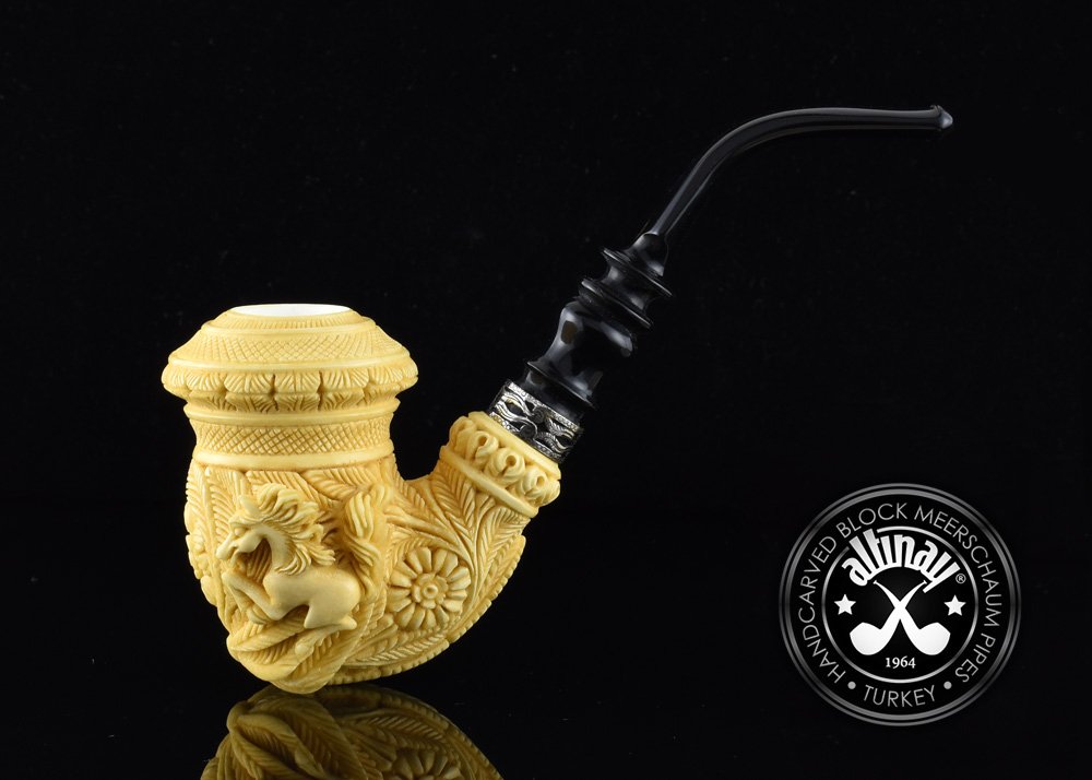 altinay-calabash-pferd-meerschaumpfeife-silberring-mit-stopfer-set image 2