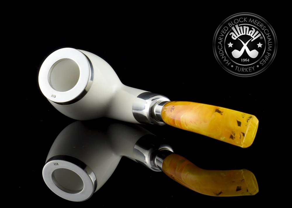 altinay-spigot-bent-billiard-meerschaumpfeife-silber-4 image 4