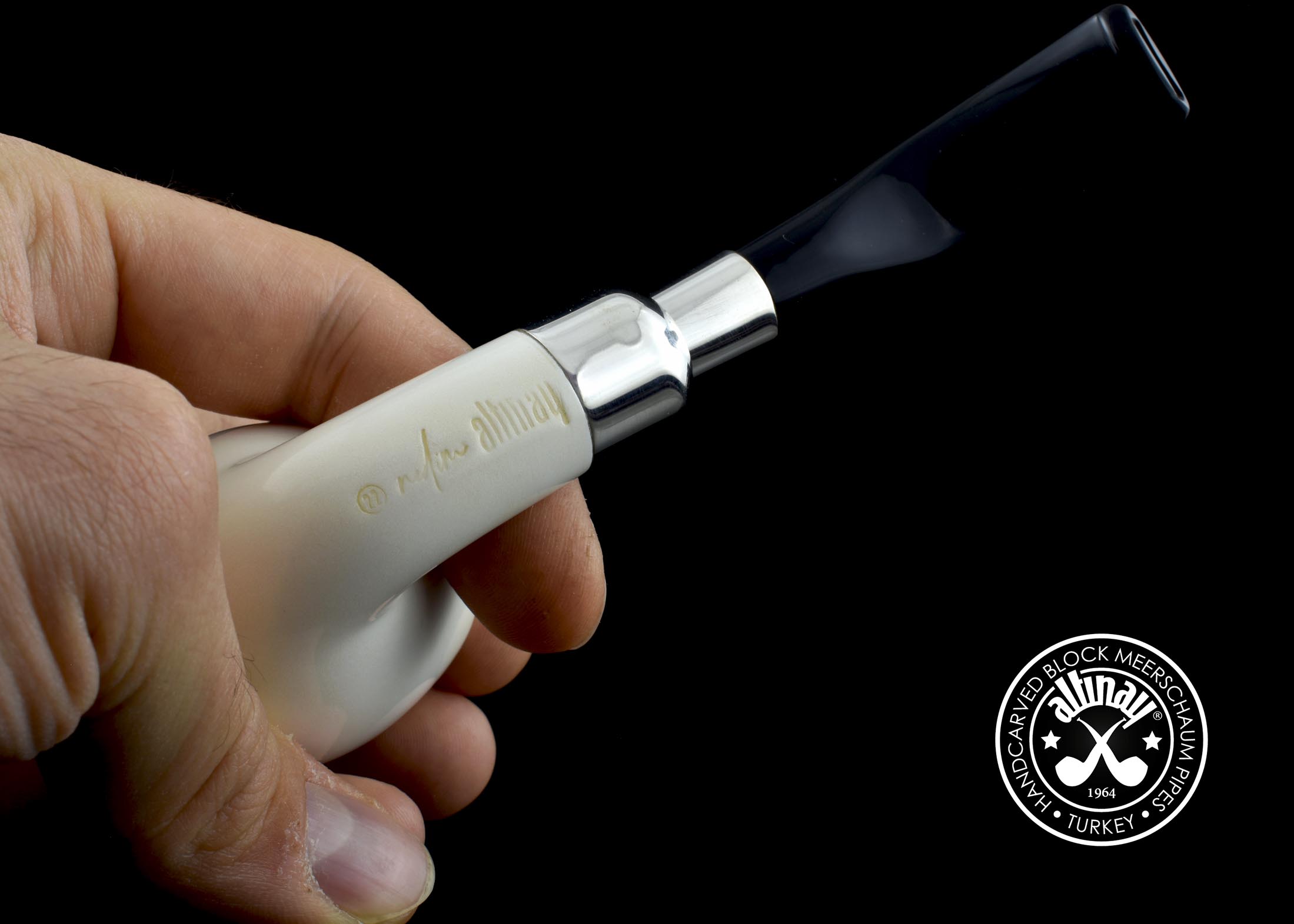 altinay-spigot-bent-billiard-meerschaumpfeife-silber-3 image 2