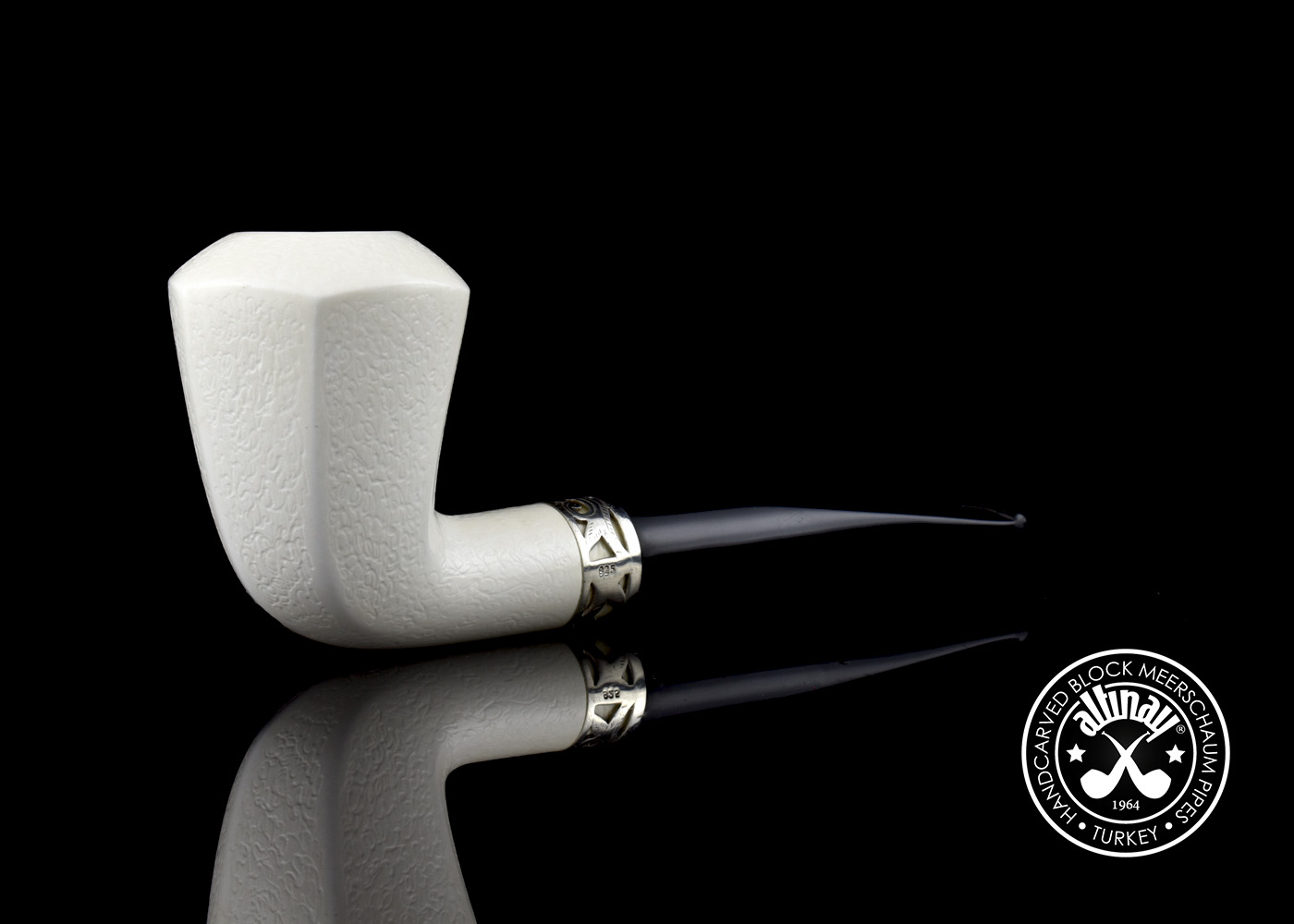 altinay-classic-panel-meerschaumpfeife-mit-silberband image 1
