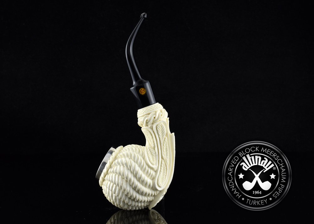 altinay-classic-wicker-meerschaumpfeife-silberdeckel-geflochten image 1