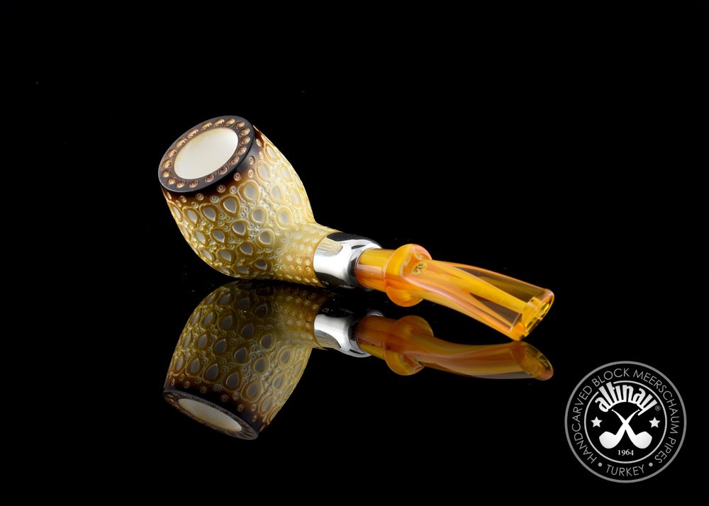 altinay-calcined-23259-bent-billiard-meerschaumpfeife-silver-army image 4