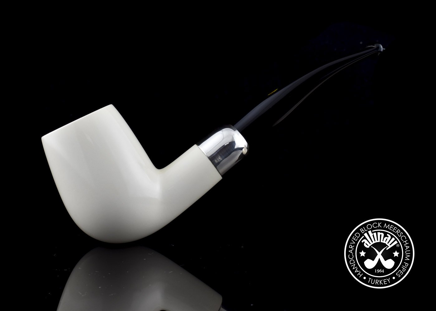 altinay-spigot-army-bent-billiard-pfeife-meerschaum-silber image 7