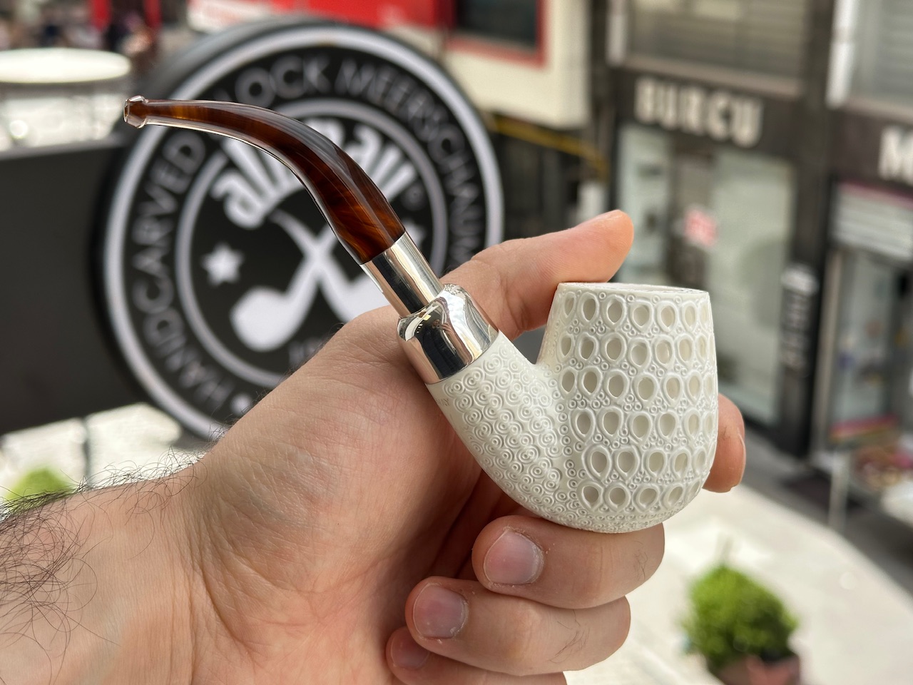 altinay-spigot-bent-billiard-meerschaumpfeife-silber-2 image 4