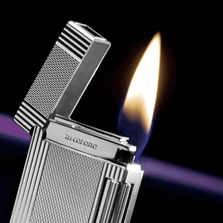 im-corona-double-corona-zigarrenfeuerzeug-chrom-mit-streifen image 3
