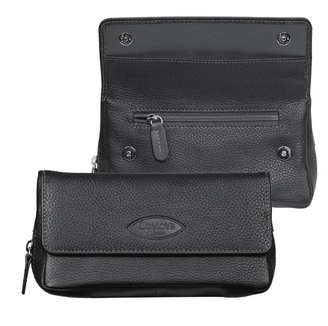 comoy-s-tabakbeutel-leder-schwarz-grau-1-pfeife image 1