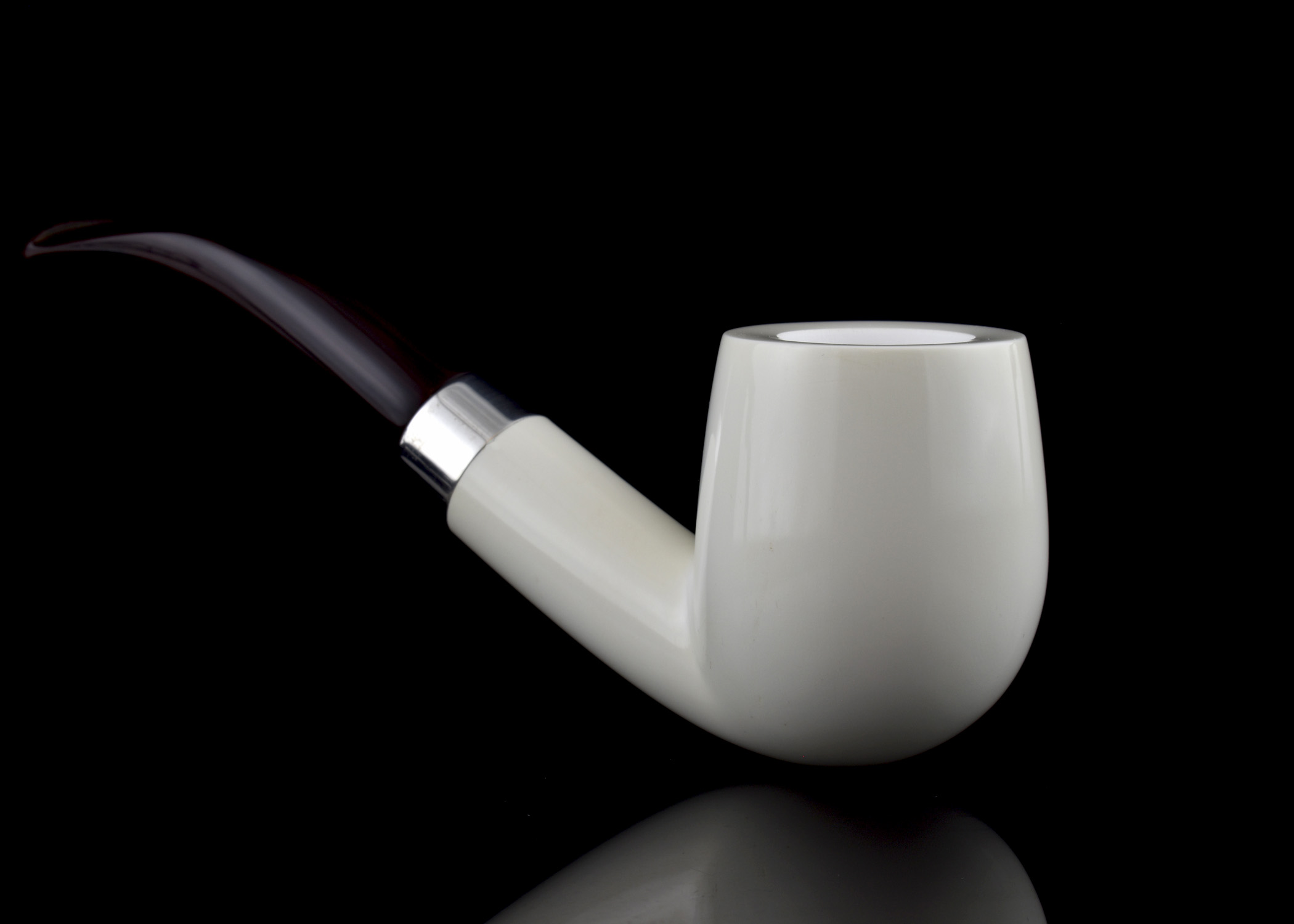 altinay-classic-bent-billiard-meerschaumpfeife-silberring image 1