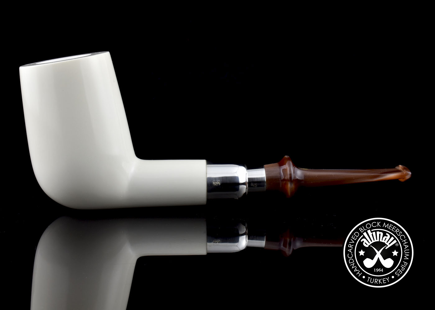 altinay-spigot-xl-billiard-meerschaumpfeife-silber image 2