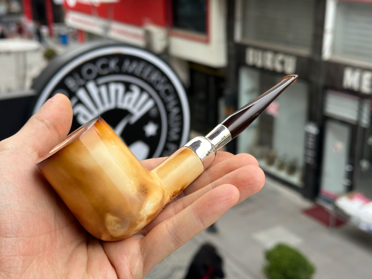altinay-translucent-xl-billiard-silver-spigot-meerschaumpfeife image 1