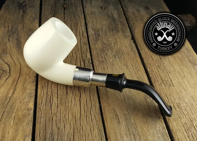 altinay-spigot-bent-silber-meerschaumpfeife-mit-etui image 1