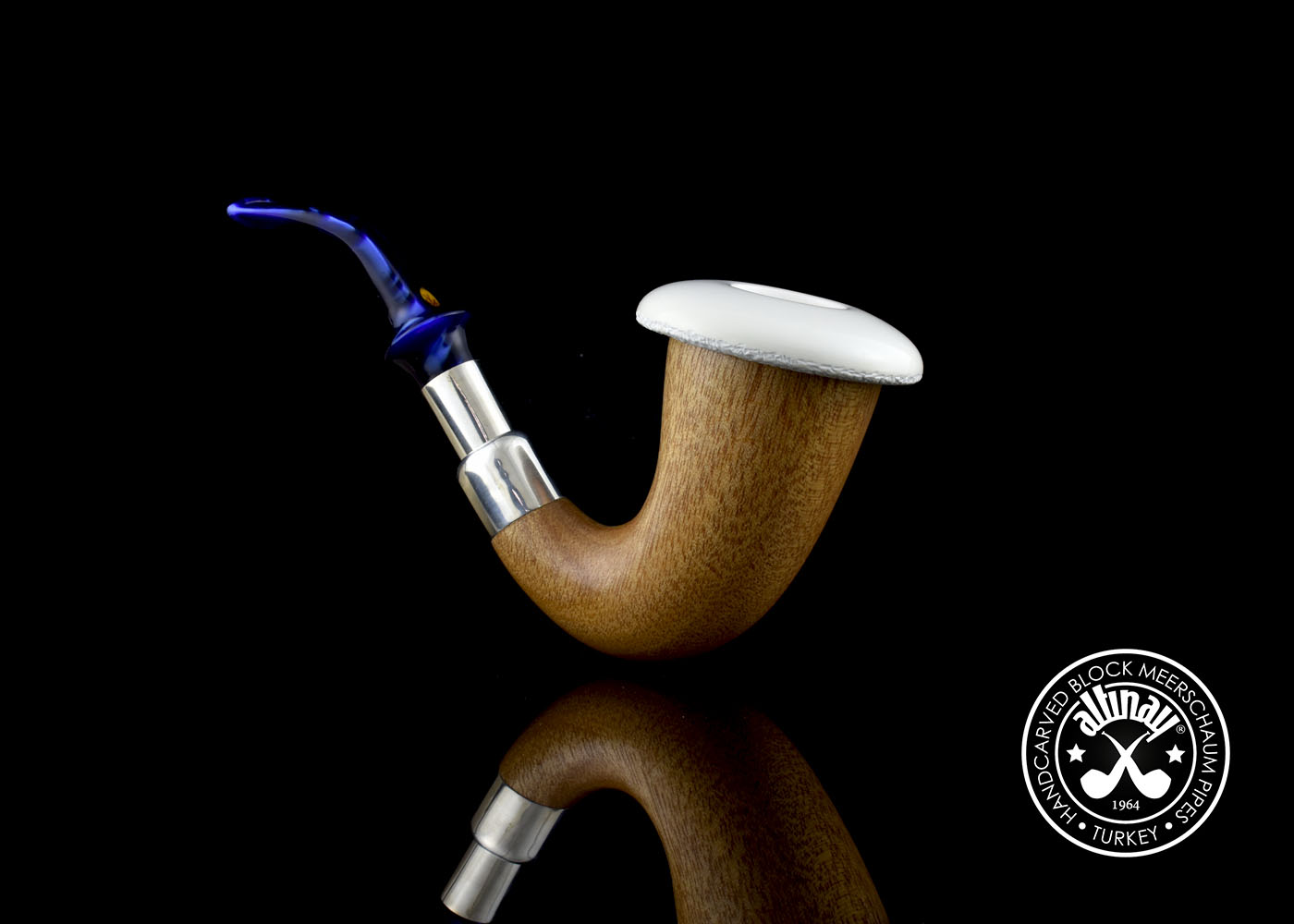altinay-okoume-calabash-meerschaumpfeife-klein-silber-spigot image 4