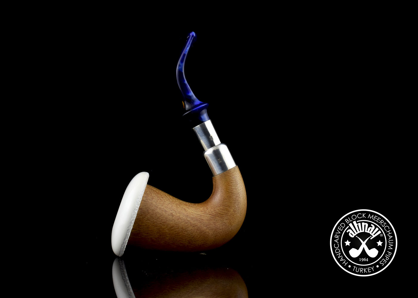 altinay-okoume-calabash-meerschaumpfeife-klein-silber-spigot image 6