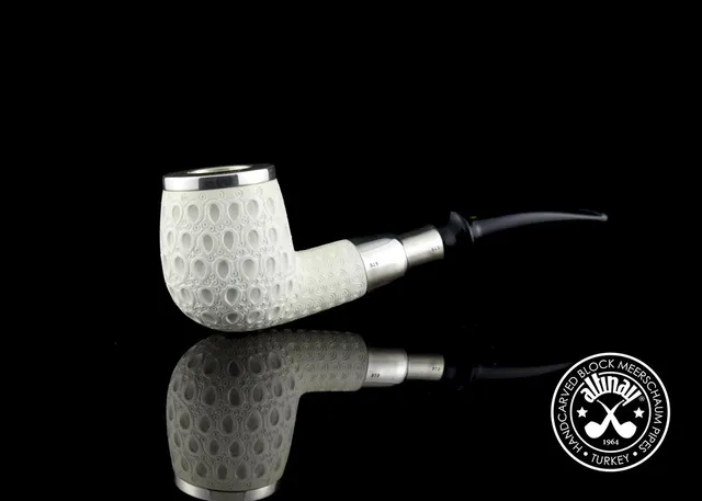 altinay-spigot-army-top-silver-bent-billiard-meerschaumpfeife-silber image 1