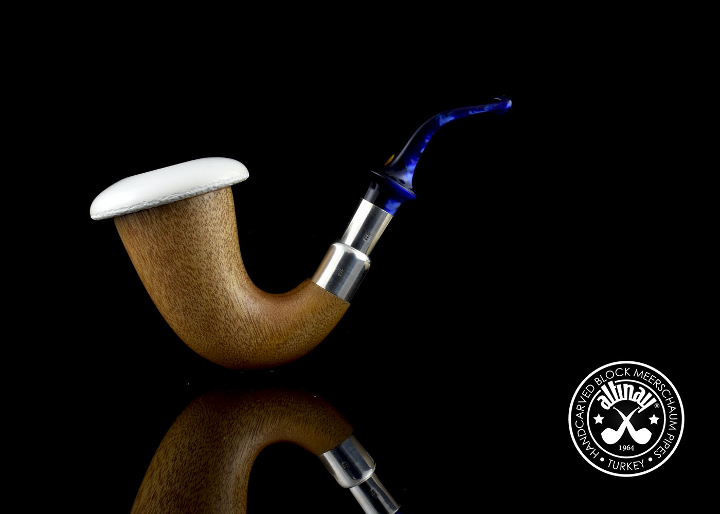 altinay-okoume-calabash-meerschaumpfeife-klein-silber-spigot image 3