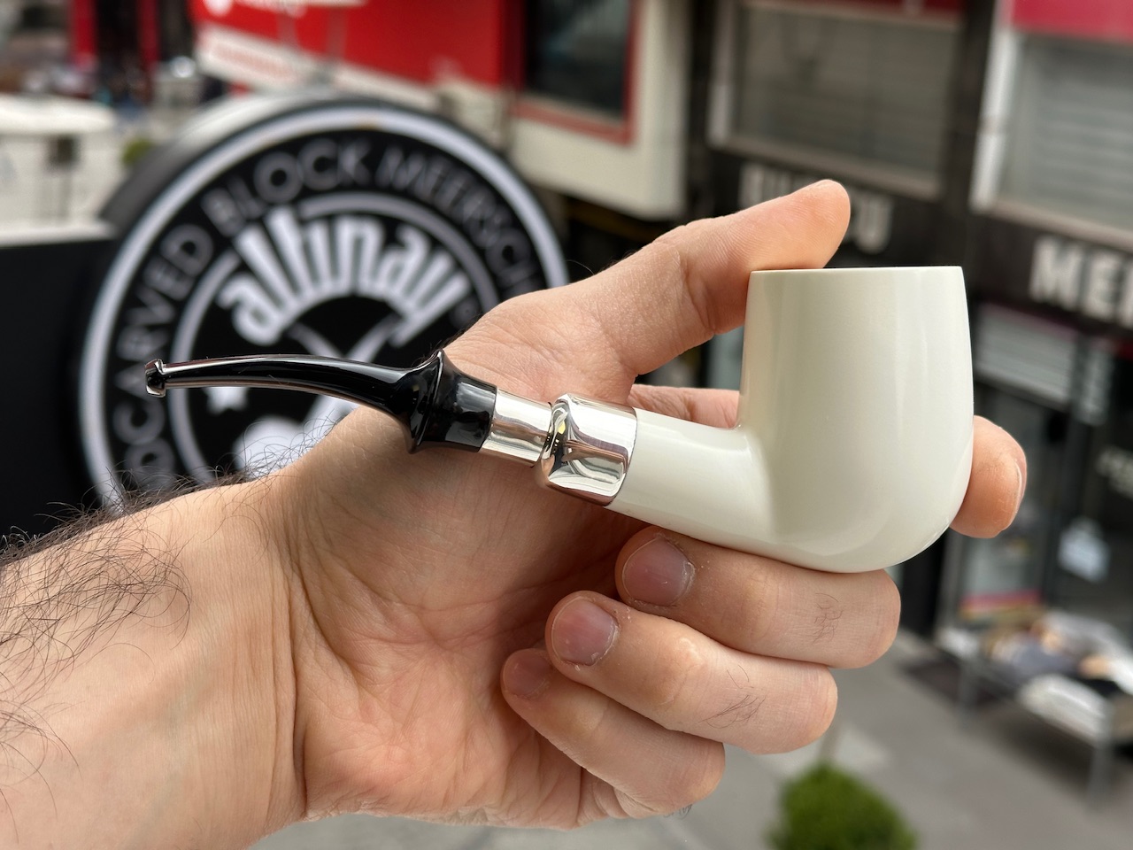 altinay-spigot-bent-billiard-pfeife-silber-spigot-meerschaum image 3