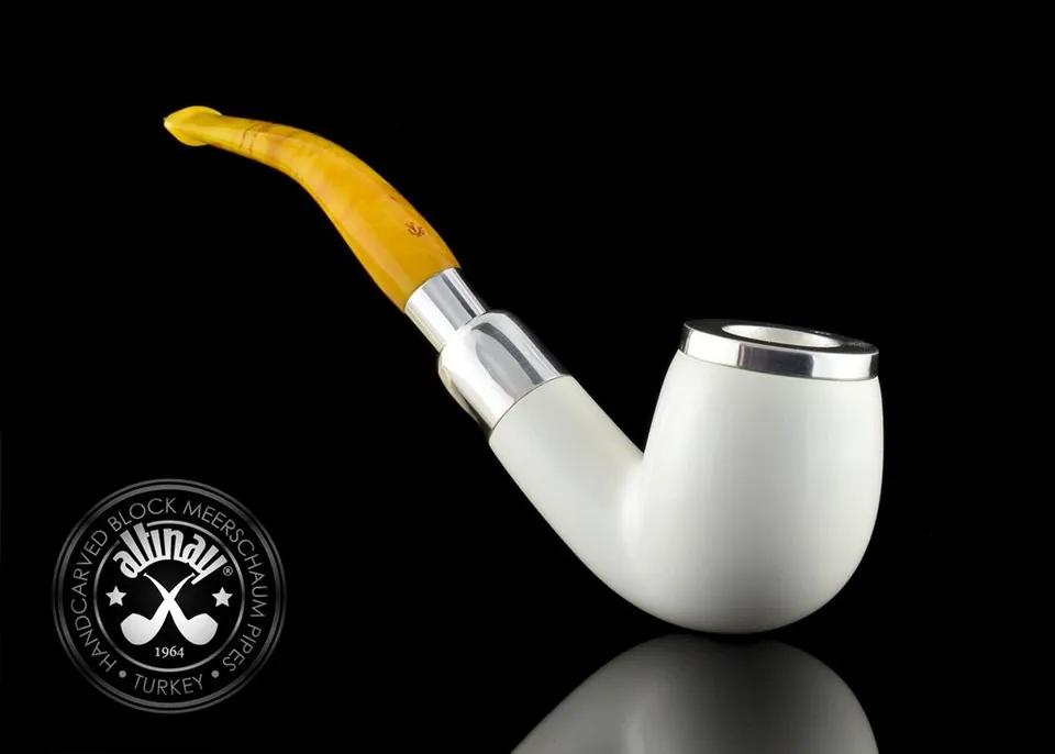 altinay-spigot-bent-billiard-meerschaumpfeife-silber-4 image 1
