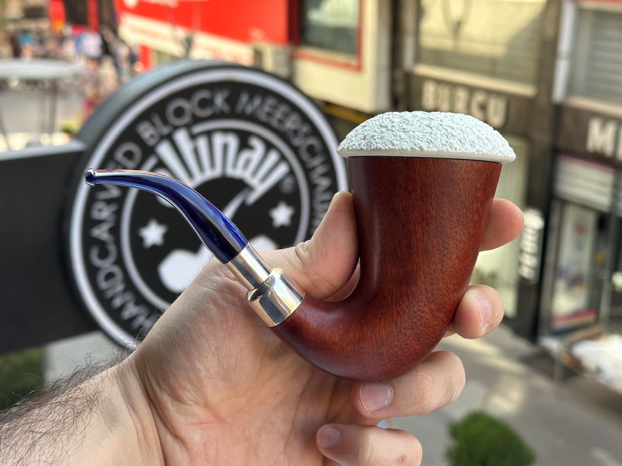 altinay-calabash-mahogany-silber-spigot-tabakpfeife-meerschaum image 2