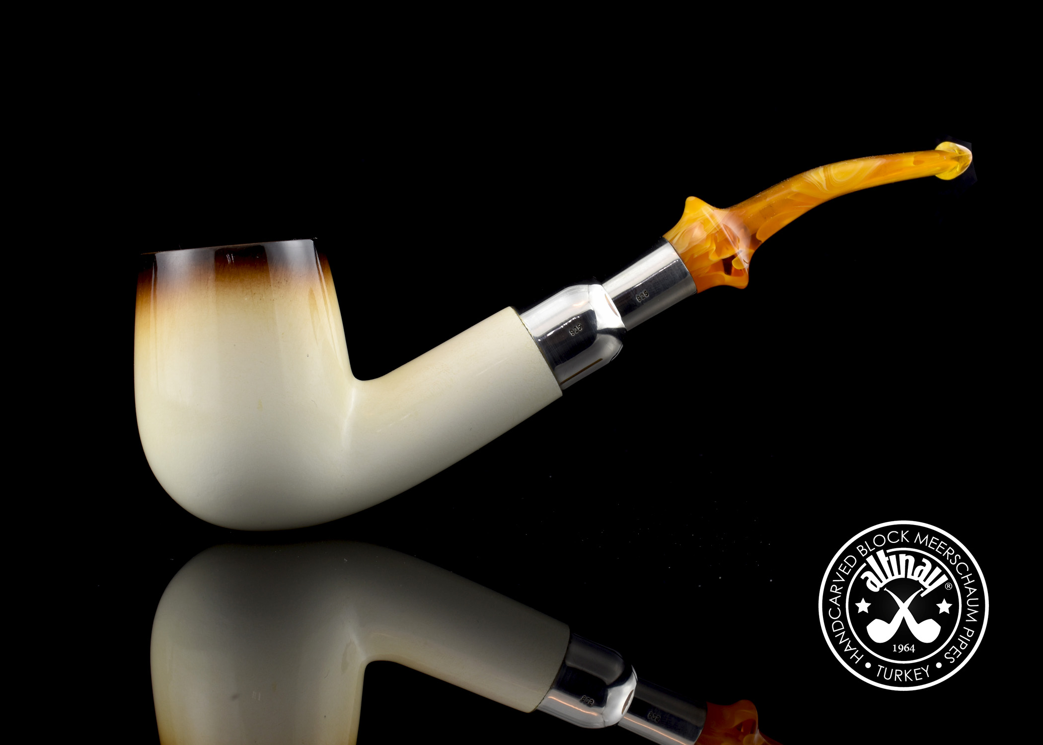 altinay-lee-van-cleef-bent-billiard-meerschaumpfeife-silber-spigot image 2