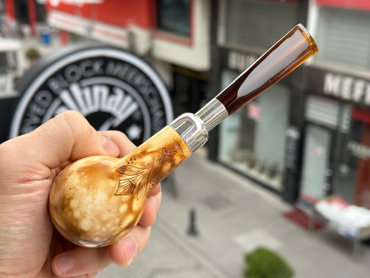 altinay-translucent-xl-billiard-silver-spigot-meerschaumpfeife image 7