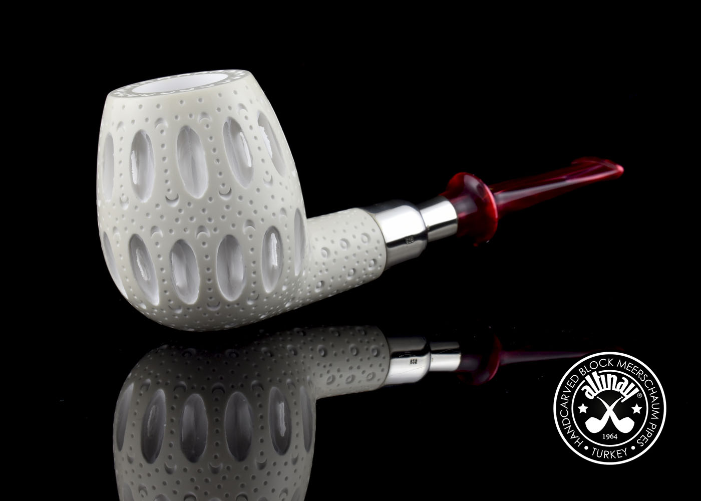 altinay-spigot-army-latticed-apple-meerschaumpfeife-silber image 1