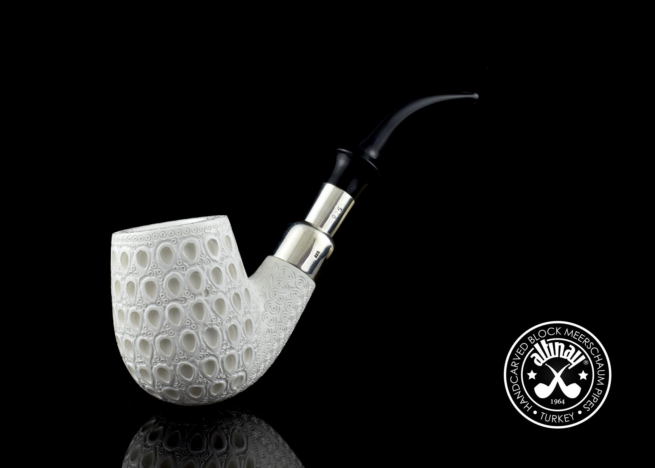 altinay-spigot-49851-bent-billiard-meerschaumpfeife-silber image 1