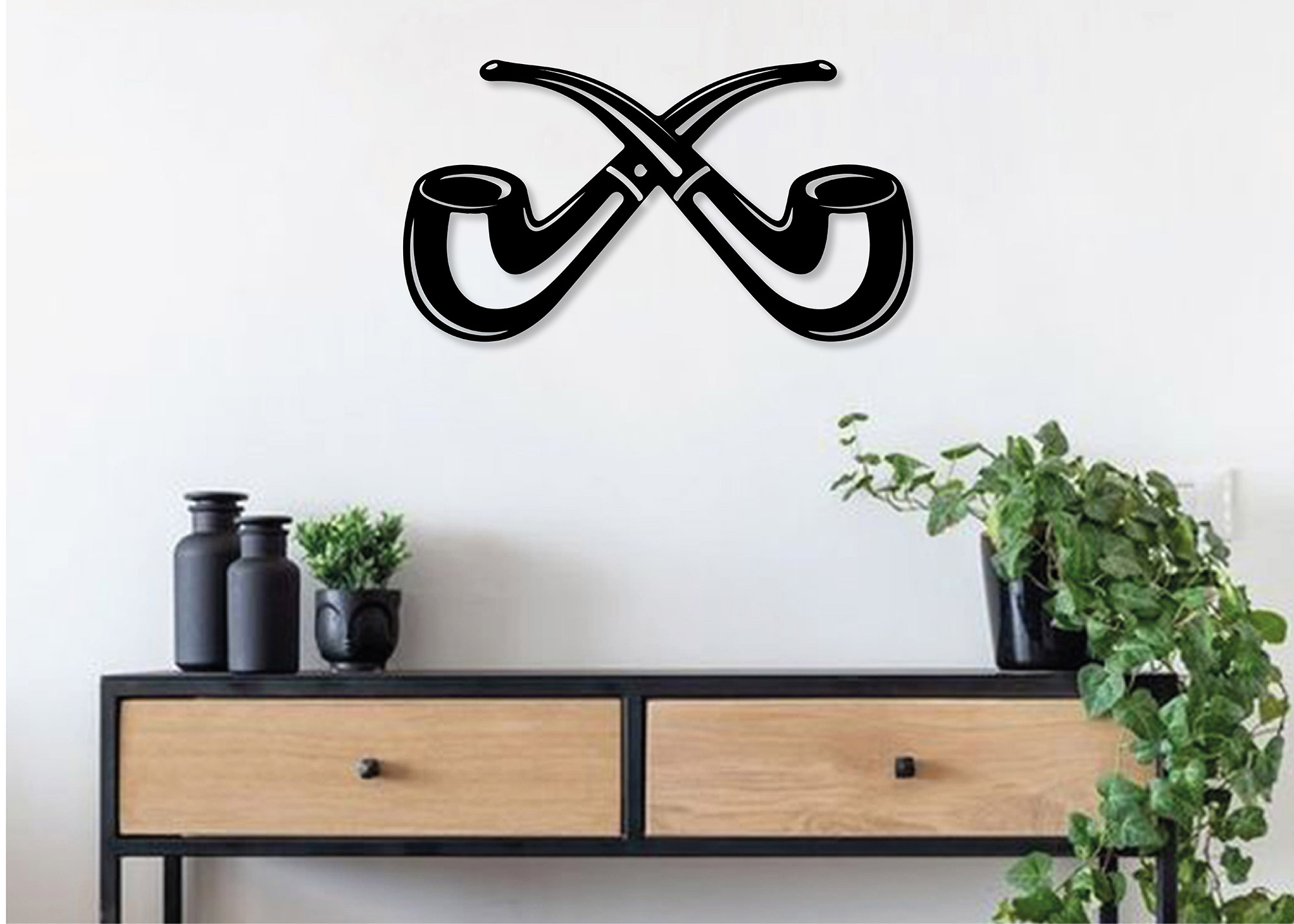 altinay-crossed-pipes-wanddeko-holz-pfeifen-deko image 1